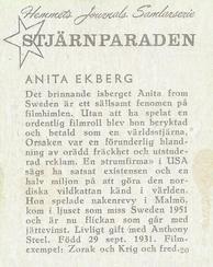 1956-62 Hemmets Journal Stjarnparaden #20 Anita Ekberg Back