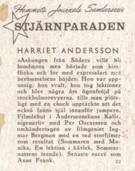1956-62 Hemmets Journal Stjarnparaden #22 Harriet Andersson Back