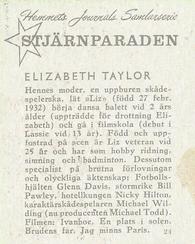 1956-62 Hemmets Journal Stjarnparaden #24 Elizabeth Taylor Back