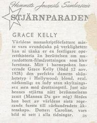 1956-62 Hemmets Journal Stjarnparaden #38 Grace Kelly Back