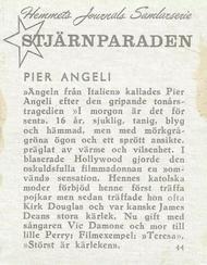 1956-62 Hemmets Journal Stjarnparaden #44 Pier Angeli Back