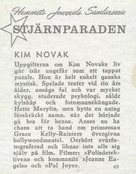 1956-62 Hemmets Journal Stjarnparaden #48 Kim Novak Back