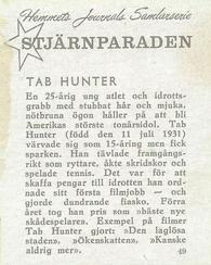 1956-62 Hemmets Journal Stjarnparaden #49 Tab Hunter Back