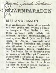 1956-62 Hemmets Journal Stjarnparaden #57 Bibi Andersson Back