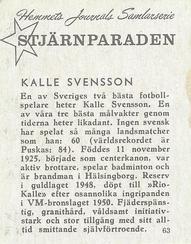 1956-62 Hemmets Journal Stjarnparaden #63 Kalle Svensson Back