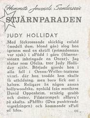 1956-62 Hemmets Journal Stjarnparaden #66 Judy Holliday Back