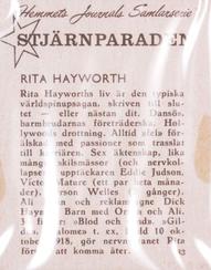 1956-62 Hemmets Journal Stjarnparaden #83 Rita Hayworth Back