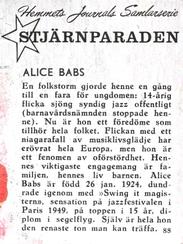 1956-62 Hemmets Journal Stjarnparaden #88 Alice Babs Back