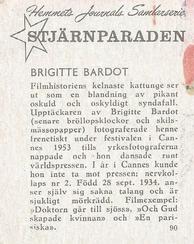 1956-62 Hemmets Journal Stjarnparaden #90 Brigitte Bardot Back