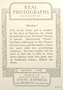 1937 Ardath Real Photographs (Series 2) #18 Diana Back