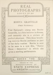 1937 Ardath Real Photographs (Series 2) #38 Bonita Granville Back