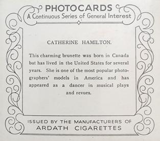 1939 Ardath Photocards - Group M (Large) #NNO Catherine Hamilton Back