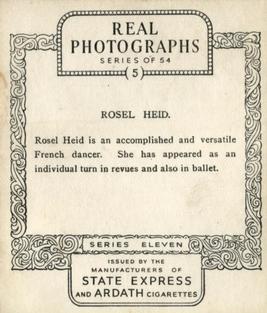 1939 Ardath Photocards - Series 11 #5 Rosel Heid Back