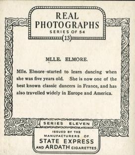 1939 Ardath Photocards - Series 11 #13 Mlle. Elmore Back