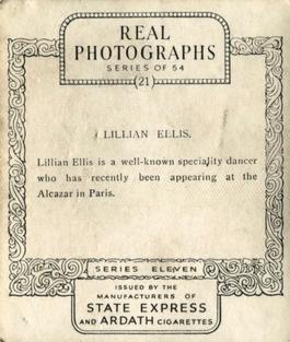 1939 Ardath Photocards - Series 11 #21 Lilian Ellis Back