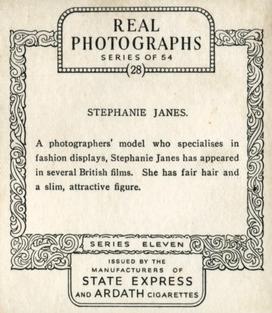 1939 Ardath Photocards - Series 11 #28 Stephanie Janes Back