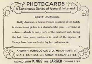 1938 Ardath Photocards Group K #NNO Getty Jassonne Back