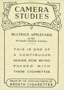 1939 Ardath Camera Studies (Large) #NNO Beatrice Appleyard Back