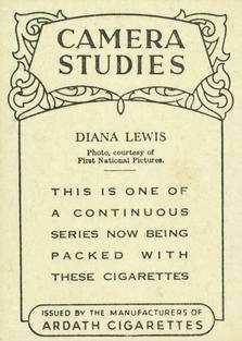 1939 Ardath Camera Studies (Large) #NNO Diana Lewis Back