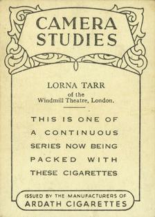 1939 Ardath Camera Studies (Large) #NNO Lorna Tarr Back