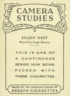 1939 Ardath Camera Studies (Large) #NNO Eileen West Back