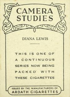 1939 Ardath Camera Studies (Large) #NNO Diana Lewis Back