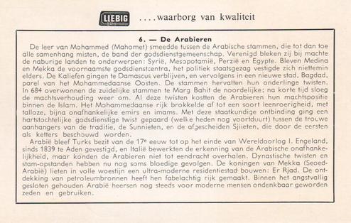 1960 Aziatische Veroveraarsvolken (The Conquering Races of Asia) (Dutch Text) (F1737, S1734) #6 De Arabieren Back