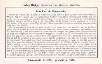 1960 Liebig Poolse Legenden (Legends of Poland) (Dutch Text) (F1734, S1731) #5 Piast de Wagenmaker Back