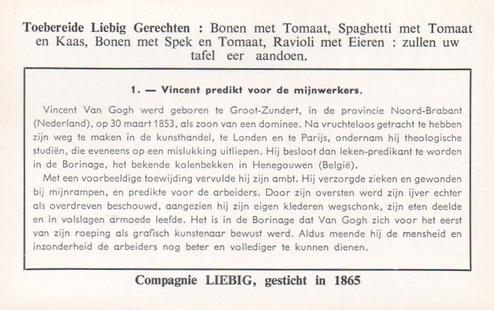 1959 Liebig Vincent Van Gogh (Dutch Text) (F1721, S1724 #1 Vincent predikt voor de mijnwerkers Back