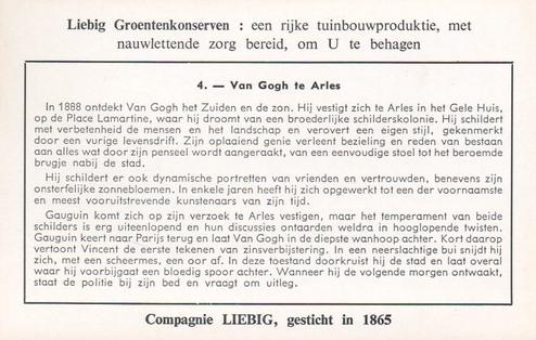 1959 Liebig Vincent Van Gogh (Dutch Text) (F1721, S1724 #4 Van Gogh te Arles Back
