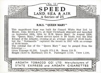 1938 Ardath Speed Land Sea and Air (Large) #11 R.M.S. 