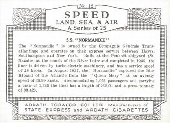 1938 Ardath Speed Land Sea and Air (Large) #12 S.S. 