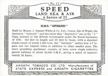 1938 Ardath Speed Land Sea and Air (Large) #17 H.M.S. 