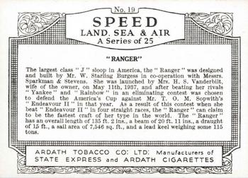1938 Ardath Speed Land Sea and Air (Large) #19 Ranger Back
