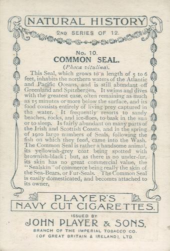 1924 Player's Natural History (Large 2nd series) #10 Common Seal Back