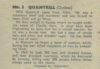 1960 Colinville Prairie Pioneers #3 Quantrill Back