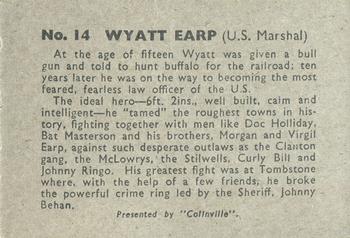 1960 Colinville Prairie Pioneers #14 Wyatt Earp Back