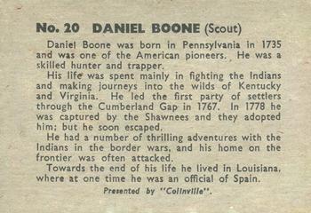 1960 Colinville Prairie Pioneers #20 Daniel Boone Back