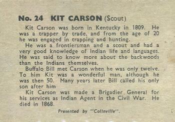 1960 Colinville Prairie Pioneers #24 Kit Carson Back
