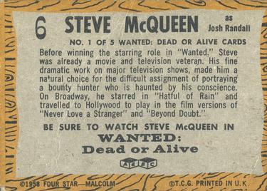 1958 A&BC TV Westerns #6 Steve McQueen as Josh Randall Back