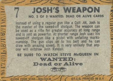 1958 A&BC TV Westerns #7 Josh's Weapon Back