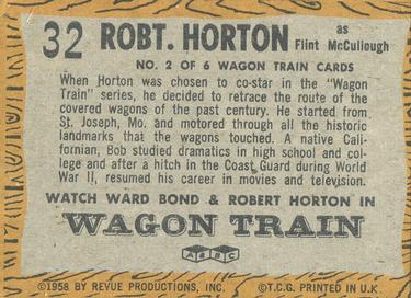1958 A&BC TV Westerns #32 Robert Horton as Flint McCullough Back