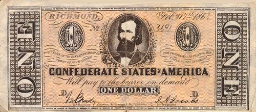 1962 Topps Civil War News - Confederate Currency #NNO $1 Bill Type One Front