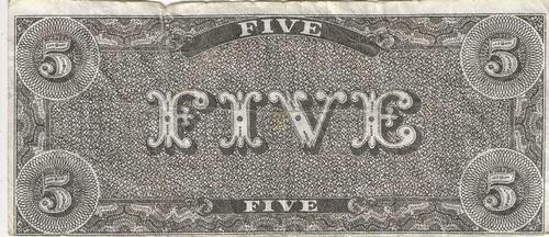 1962 Topps Civil War News - Confederate Currency #NNO $5 Bill Type One Back