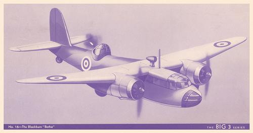 1940 World Wide Gum “The BIG 3 Series” Premiums (V402B) #16 The Blackburn “Botha” Front