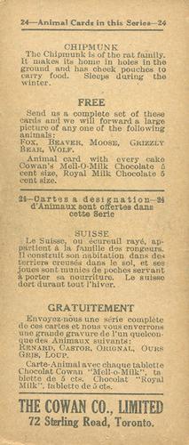 1920 Cowan’s Chocolates Animals (V2) #2 Chipmunk Back