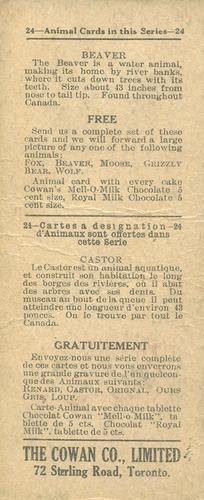 1920 Cowan’s Chocolates Animals (V2) #4 Beaver Back