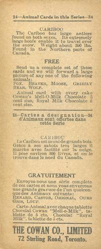 1920 Cowan’s Chocolates Animals (V2) #6 Caribou Back