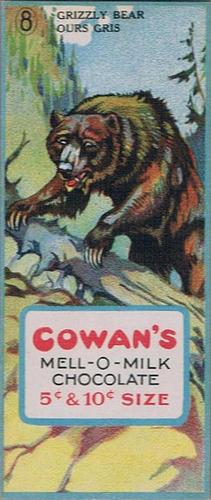 1920 Cowan’s Chocolates Animals (V2) #8 Grizzly Bear Front