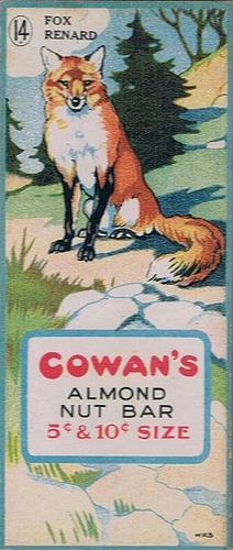 1920 Cowan’s Chocolates Animals (V2) #14 Fox Front
